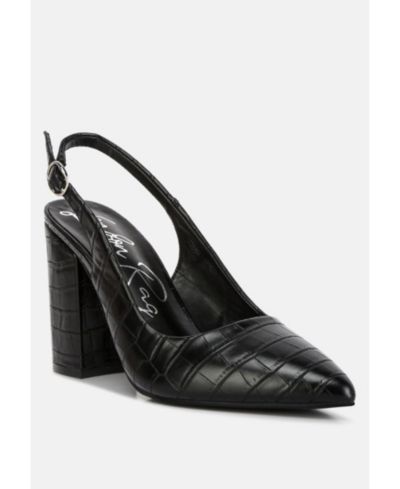London Rag Women's Macha Croctexture Sling Back Heels