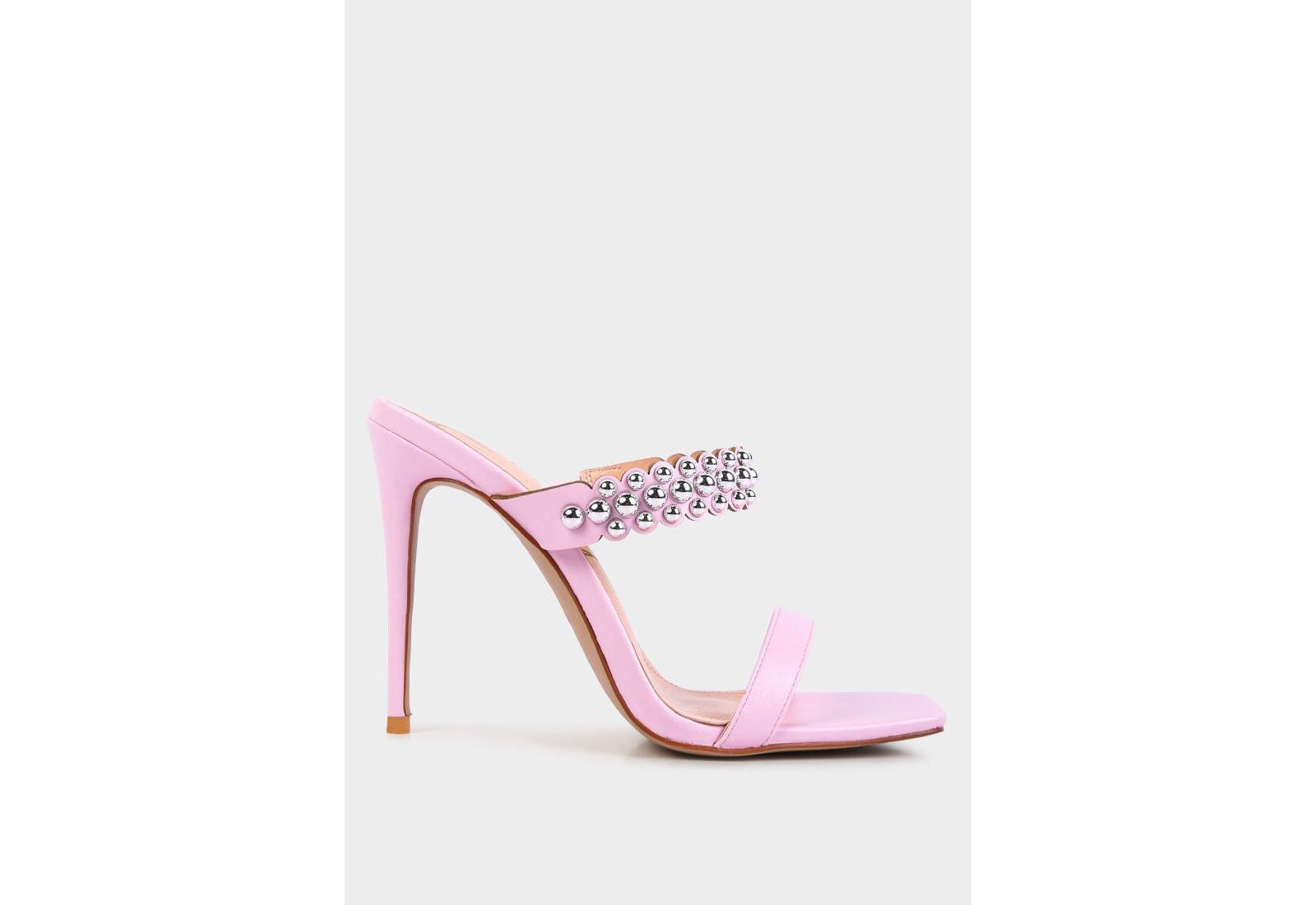 London Rag Women's Bandy Stieletto Heel Metal Stud Sandals