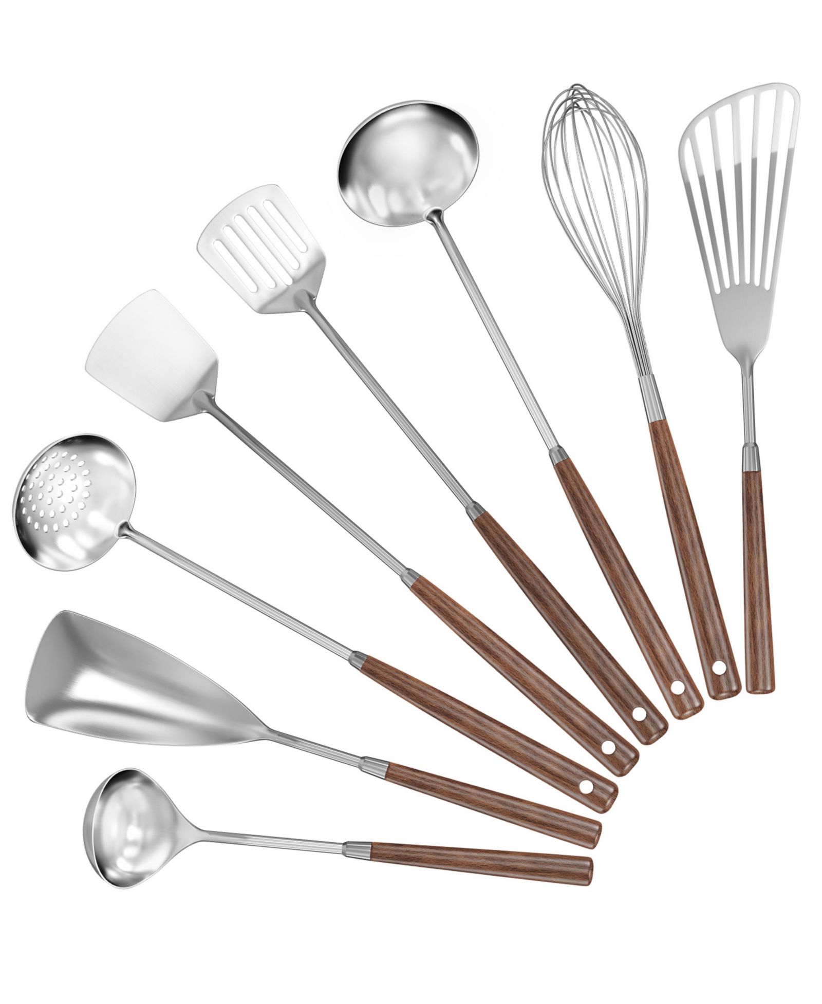 Набор кухонной утвари SUGIFT 8-Piece 304 Stainless Steel с деревянными ручками