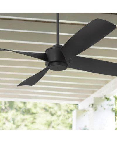 Casa Vieja 56"  Modern Industrial Outdoor Ceiling Fan with Remote Control Black Damp Rated for Patio Exterior House Home Porch