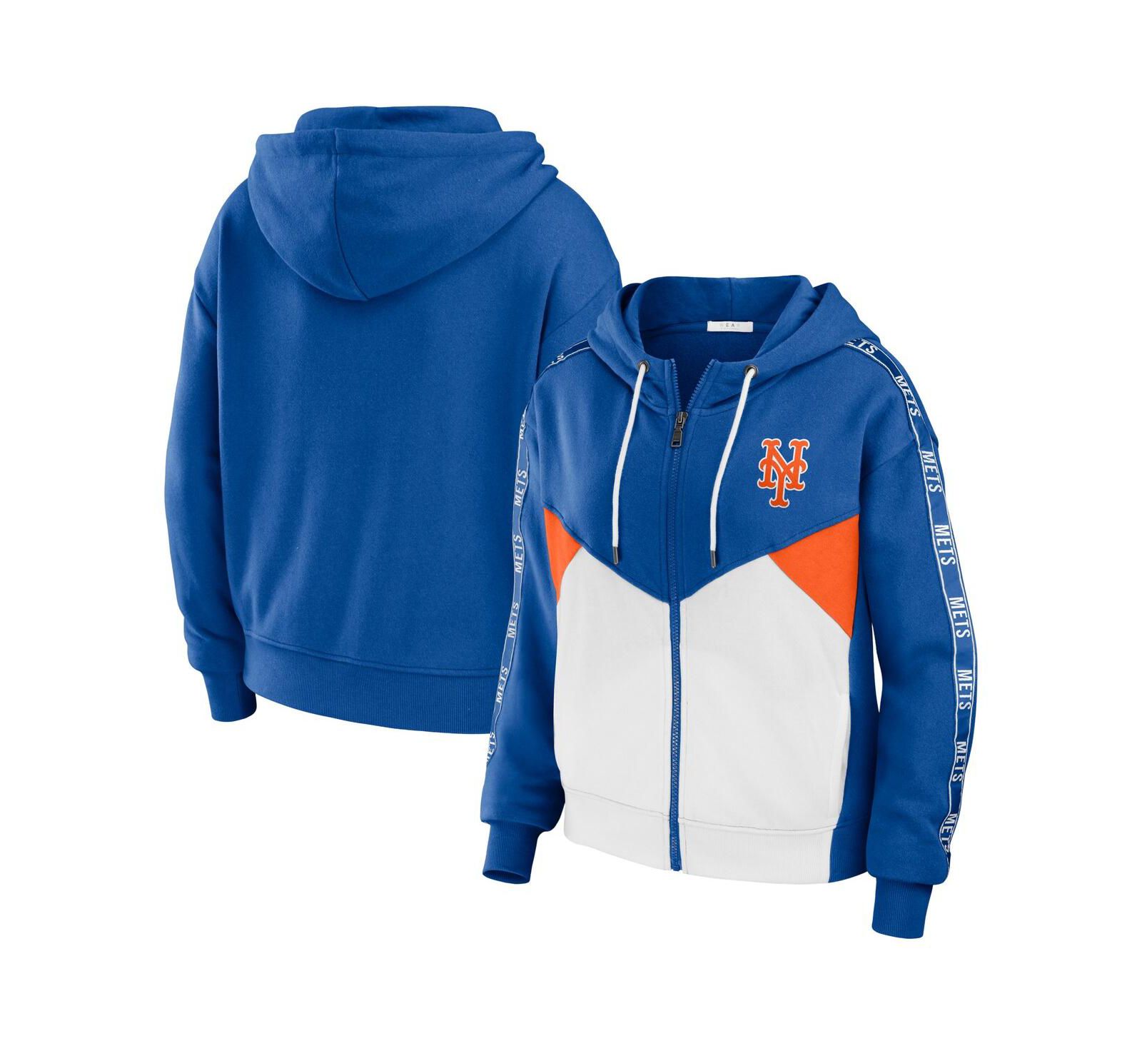 Женская толстовка WEAR by Erin Andrews Royal, White New York Mets Color Block Full-Zip Hoodie