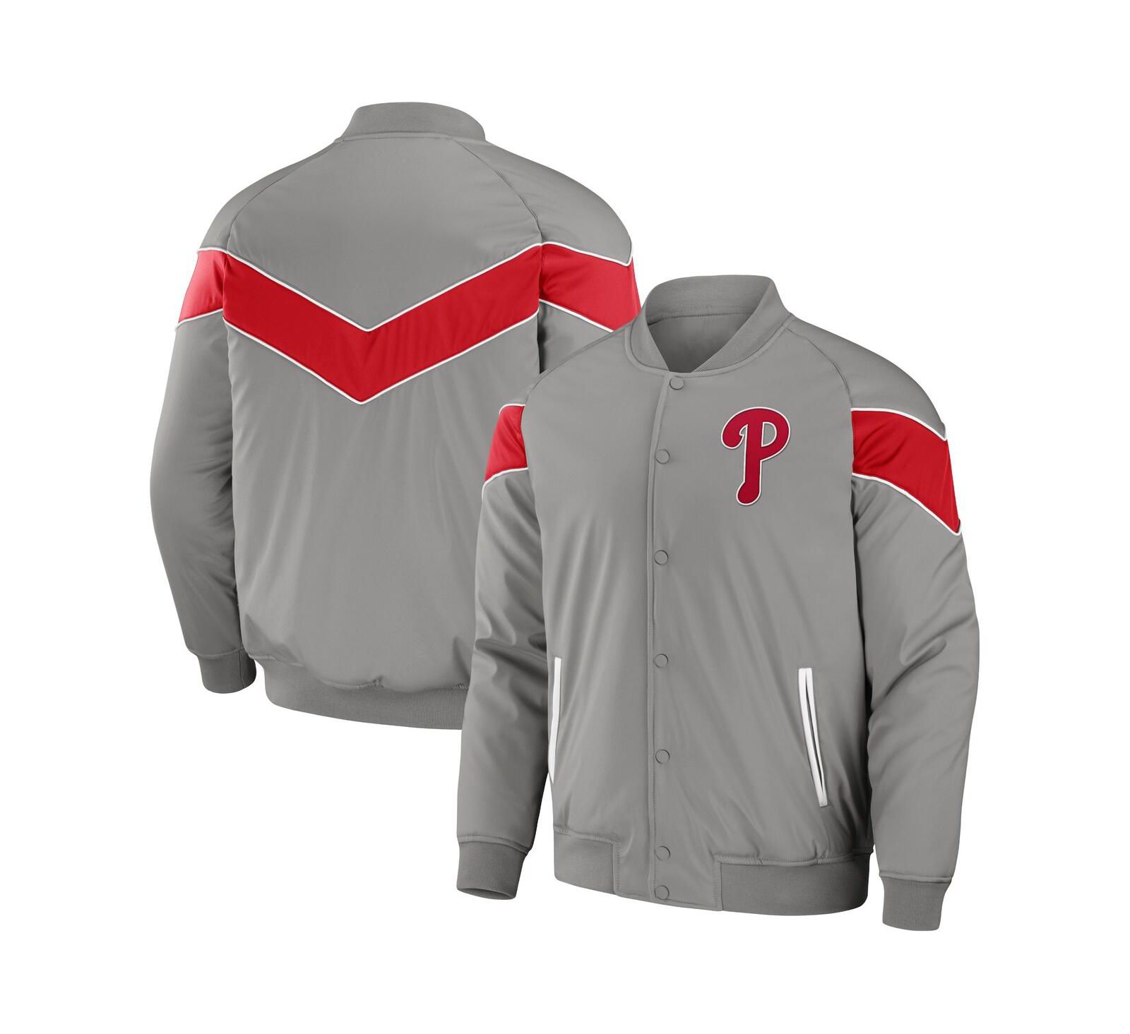 Men's Darius Rucker Collection by Fanatics Gray Philadelphia Phillies Baseball Raglan Full-Snap Jacket