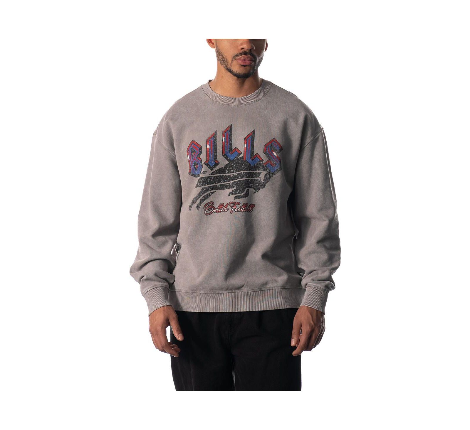 Men's and Women's The Wild Collective Gray Buffalo Bills Distressed Pullover Sweatshirt
