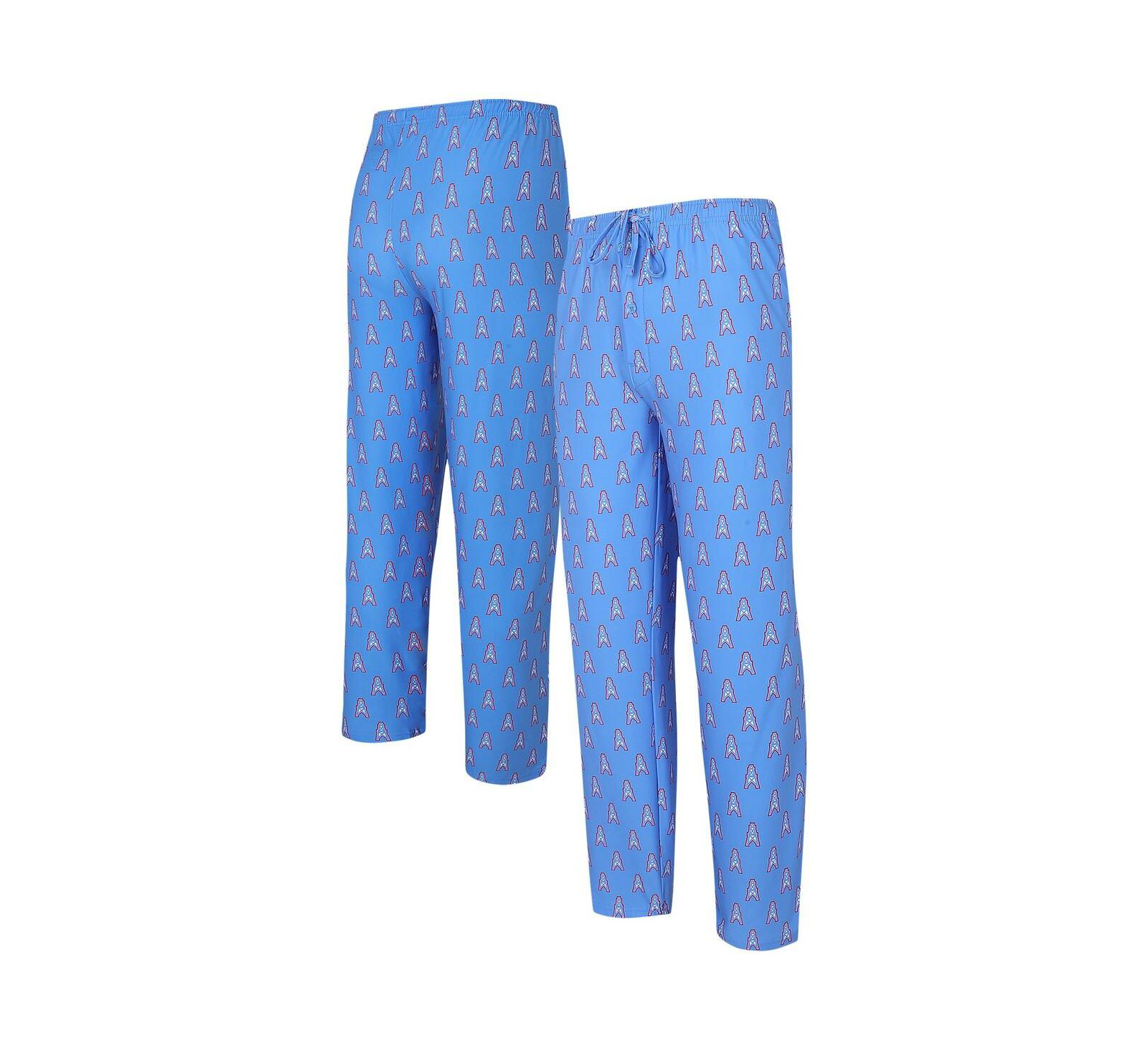 Мужские трикотажные брюки Concepts Sport Light Blue Houston Oilers Gauge Throwback Allover Print Knit