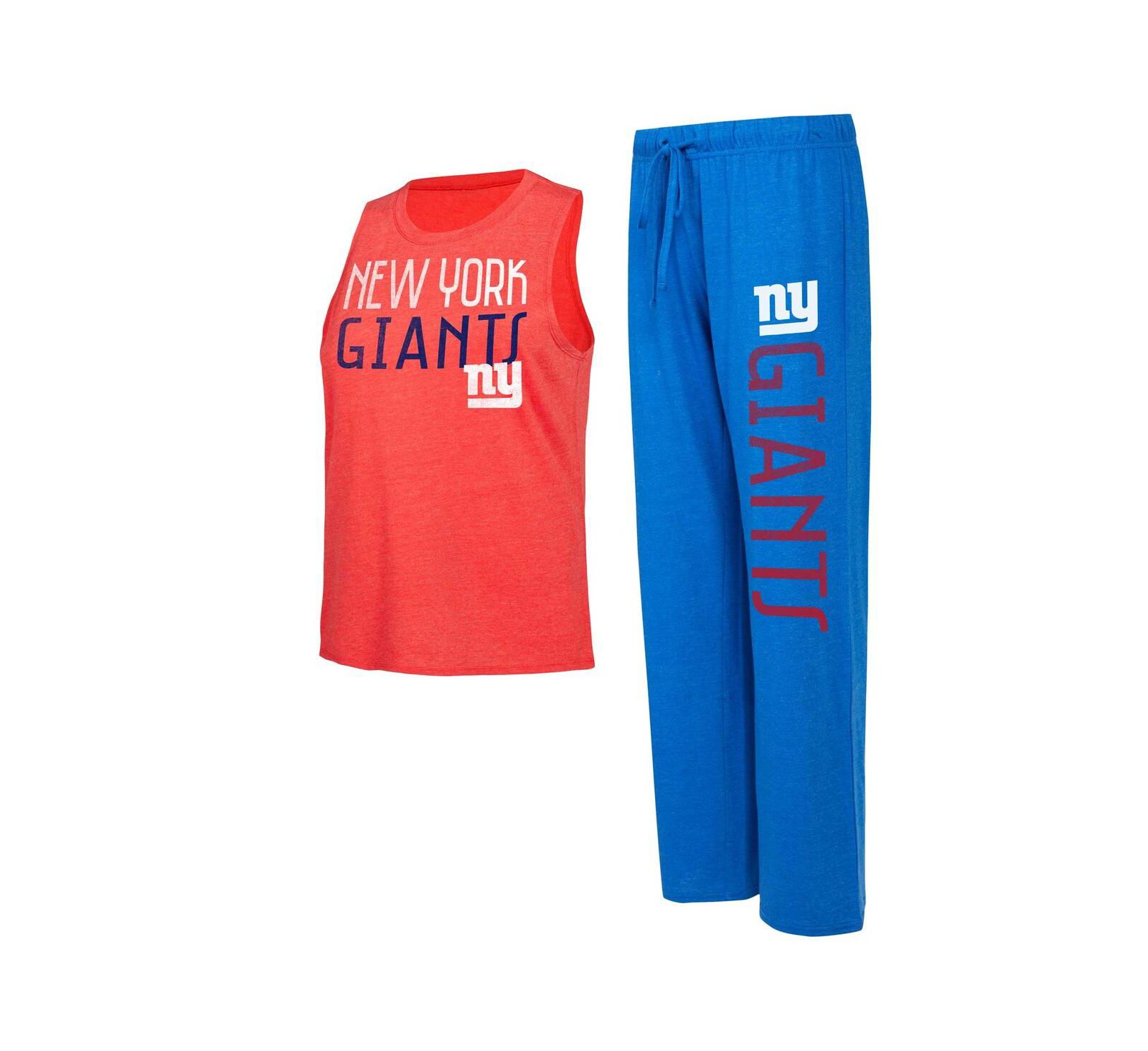 Women's Concepts Sport Royal, Red Distressed New York Giants Muscle Tank Top and Pants Lounge Set