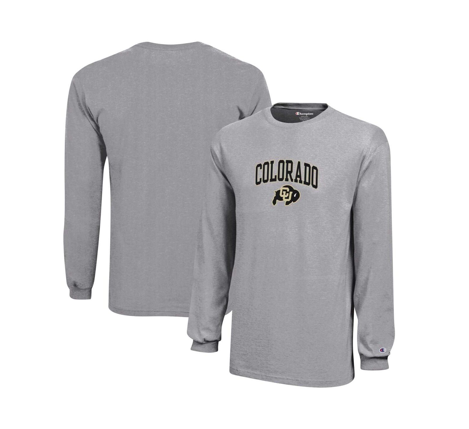 Детская футболка Champion Gray Colorado Buffaloes Arch Over Logo с длинным рукавом