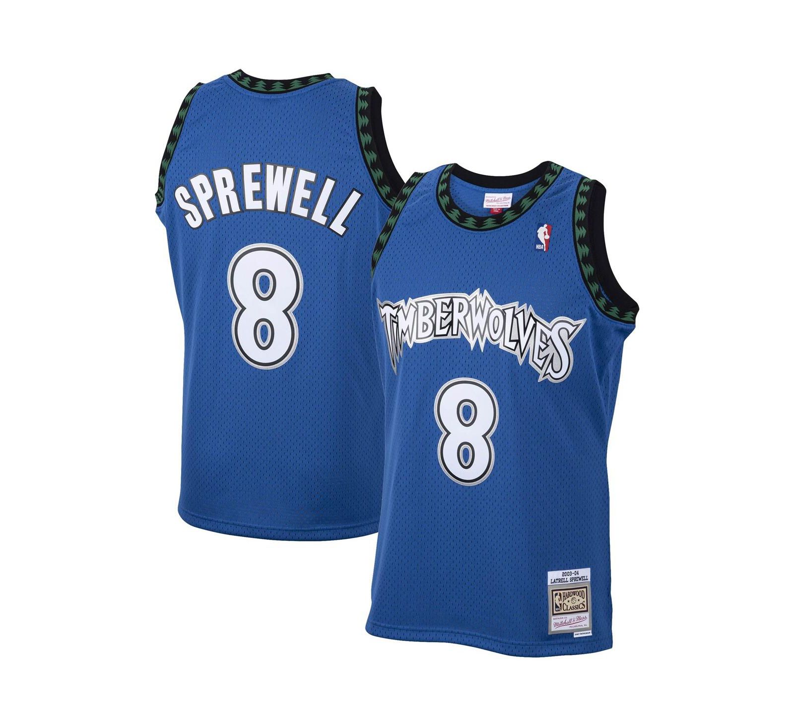 Мужская джерси Mitchell & Ness Latrell Sprewell Blue Minnesota Timberwolves 2001/02 Hardwood Classics Swingman