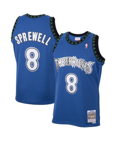 Мужская джерси Mitchell & Ness Latrell Sprewell Blue Minnesota Timberwolves 2001/02 Hardwood Classics Swingman