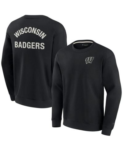 Мужская и женская толстовка Fanatics Signature Black Wisconsin Badgers Super Soft Pullover Crew Sweatshirt