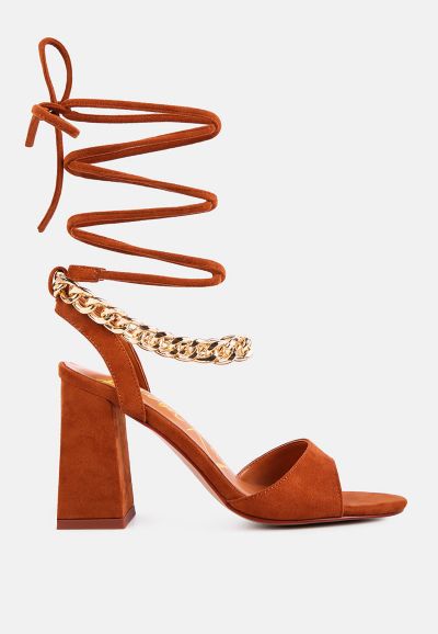 London Rag Womens Gone Gurl Metal Chain Lace Up Sandals