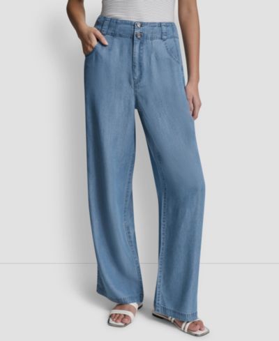 DKNY Женские брюки из шамбре с широкими штанинами