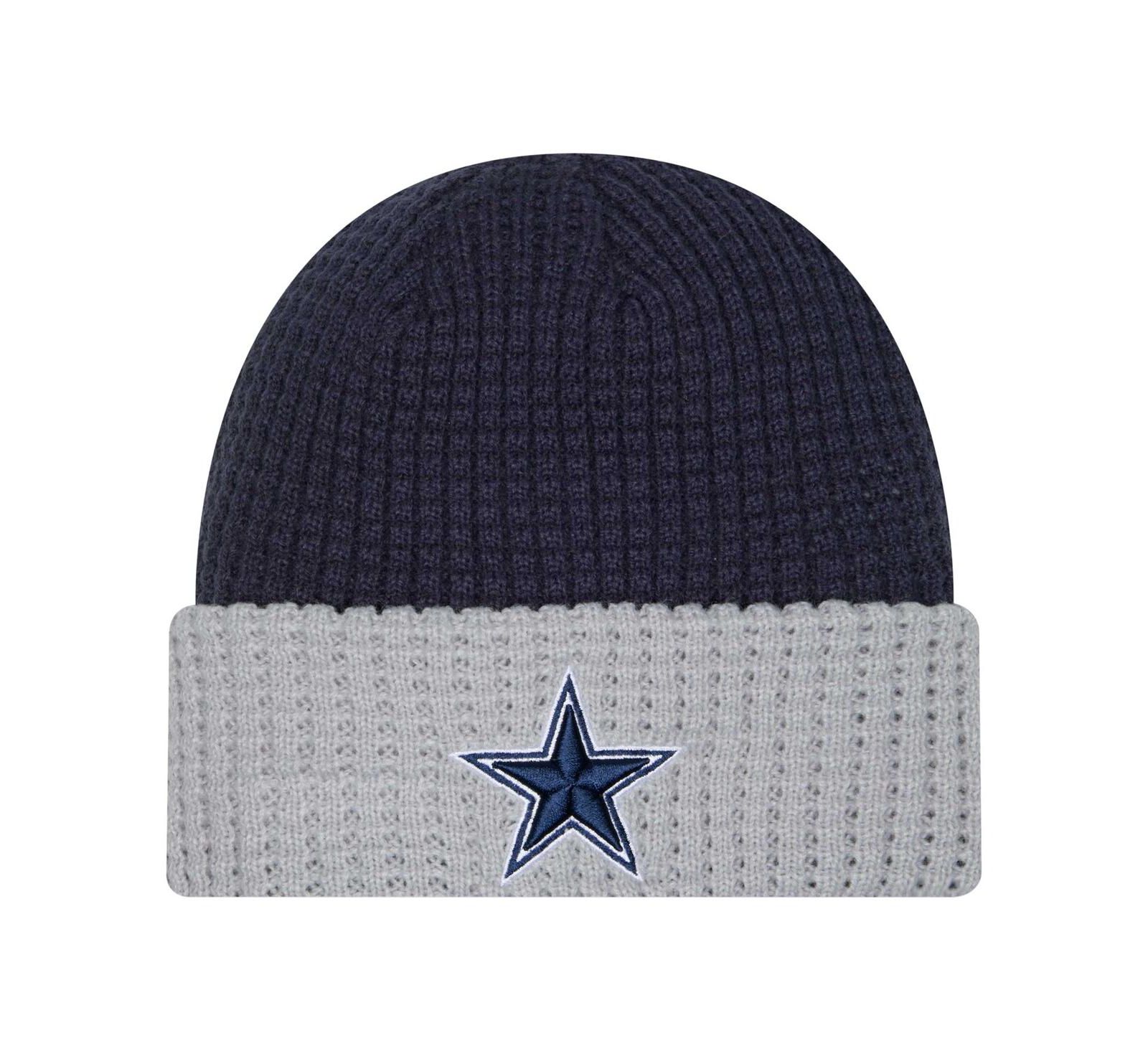 Мужская вязаная шапка New Era Navy Dallas Cowboys Waffled Cuffed Knit