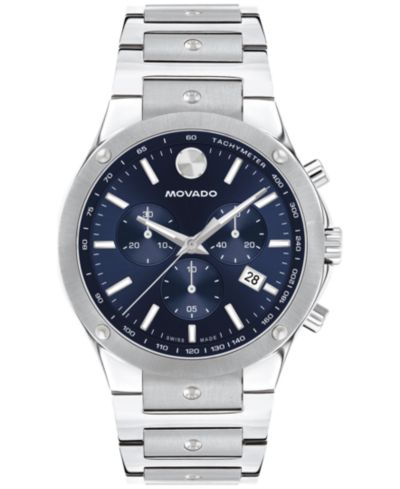 Movado Men's Swiss Chronograph SE Stainless Steel Bracelet Watch 42mm