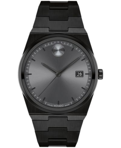 Мужские часы Movado Quest Swiss Quartz Ionic Plated Black Steel 40mm