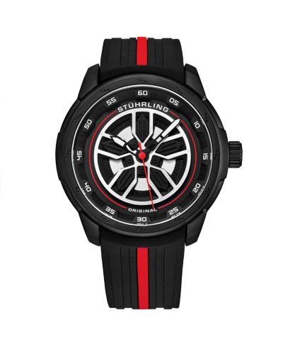 Мужские часы Stuhrling 984 Quartz 44mm Aviator с многослойным циферблатом и силиконовым ремешком