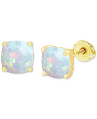 Серьги-гвоздики с искусственным опалом (3/4 ct. t.w.) в стерлинговом серебре