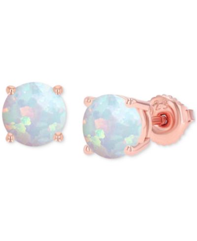 Серьги-гвоздики с круглым опалом Lab-Grown (5/8 ct. t.w.)