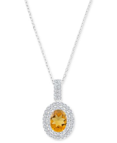 Macy's подвеска-кулон с аметистом и белым сапфиром, Sterling Silver, 16" + 2" extender