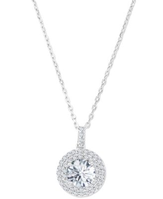 Amethyst & Lab-Grown White Sapphire Halo Pendant Necklace в Sterling Silver, 16" + 2" extender