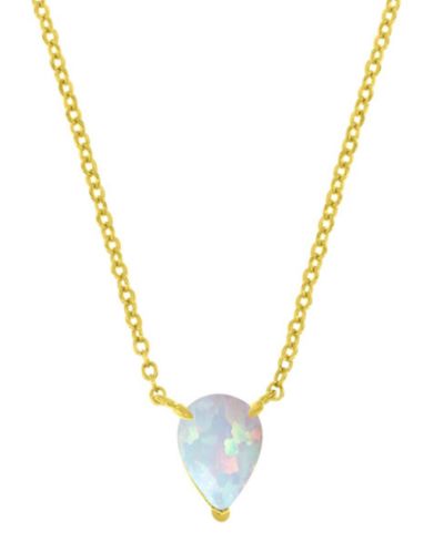 Lab-Grown Opal Pear Cut Solitaire 18" Pendant Necklace (5/8 ct. t.w.)