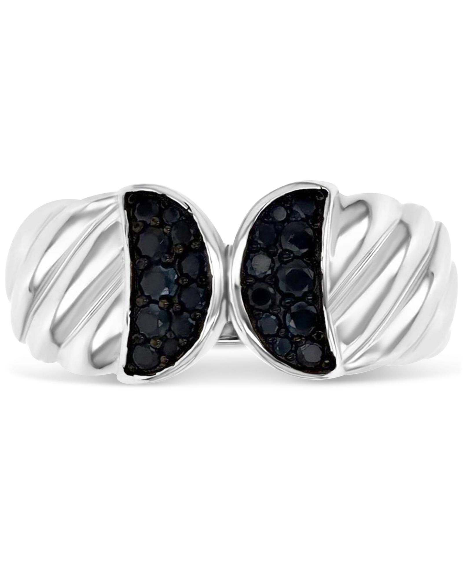 Кольцо с черным шпинелем Ridge Textured Statement (3/8 ct. t.w.) в стерлинговом серебре