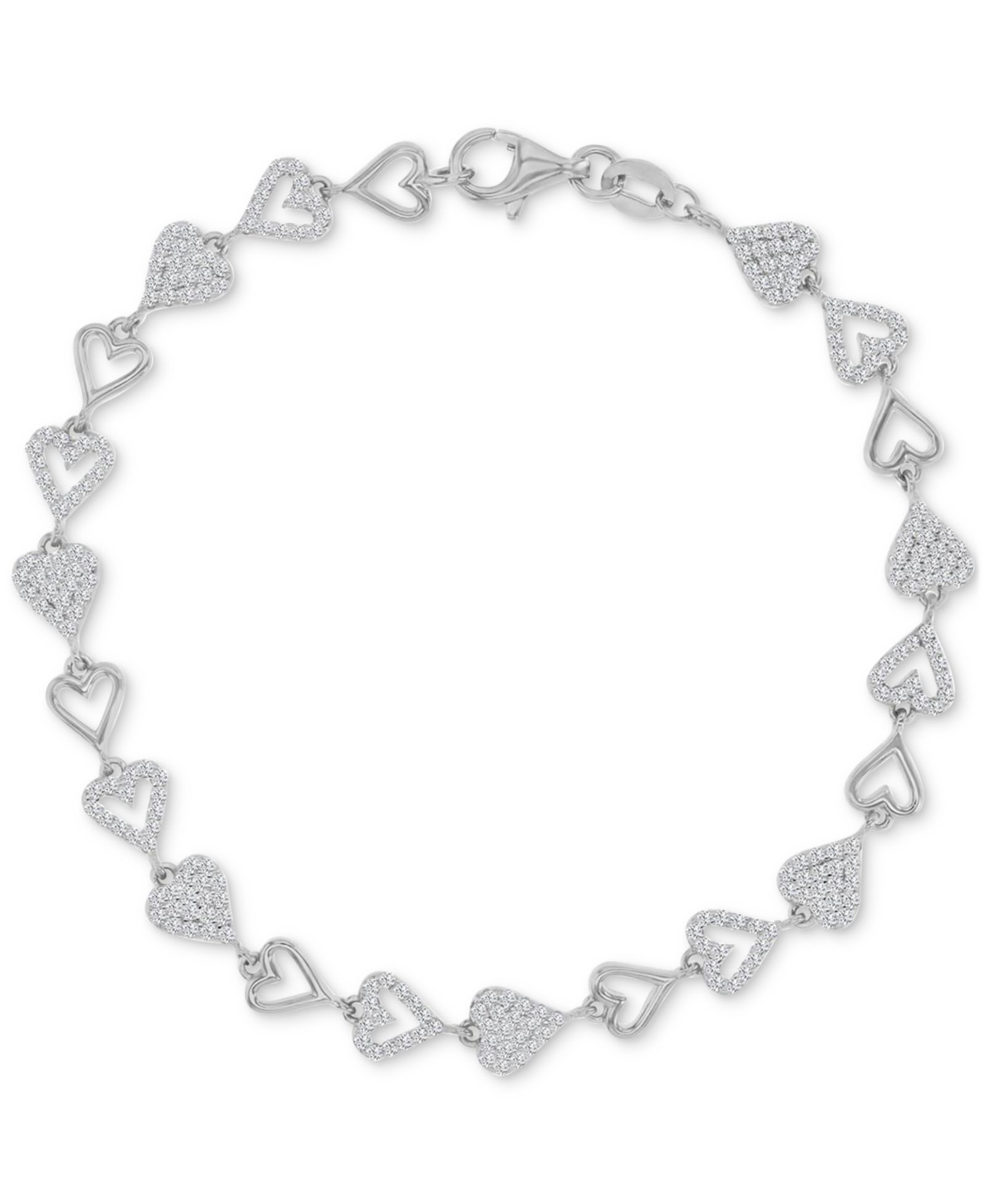 Браслет Cubic Zirconia Pavé & Polished Heart Link