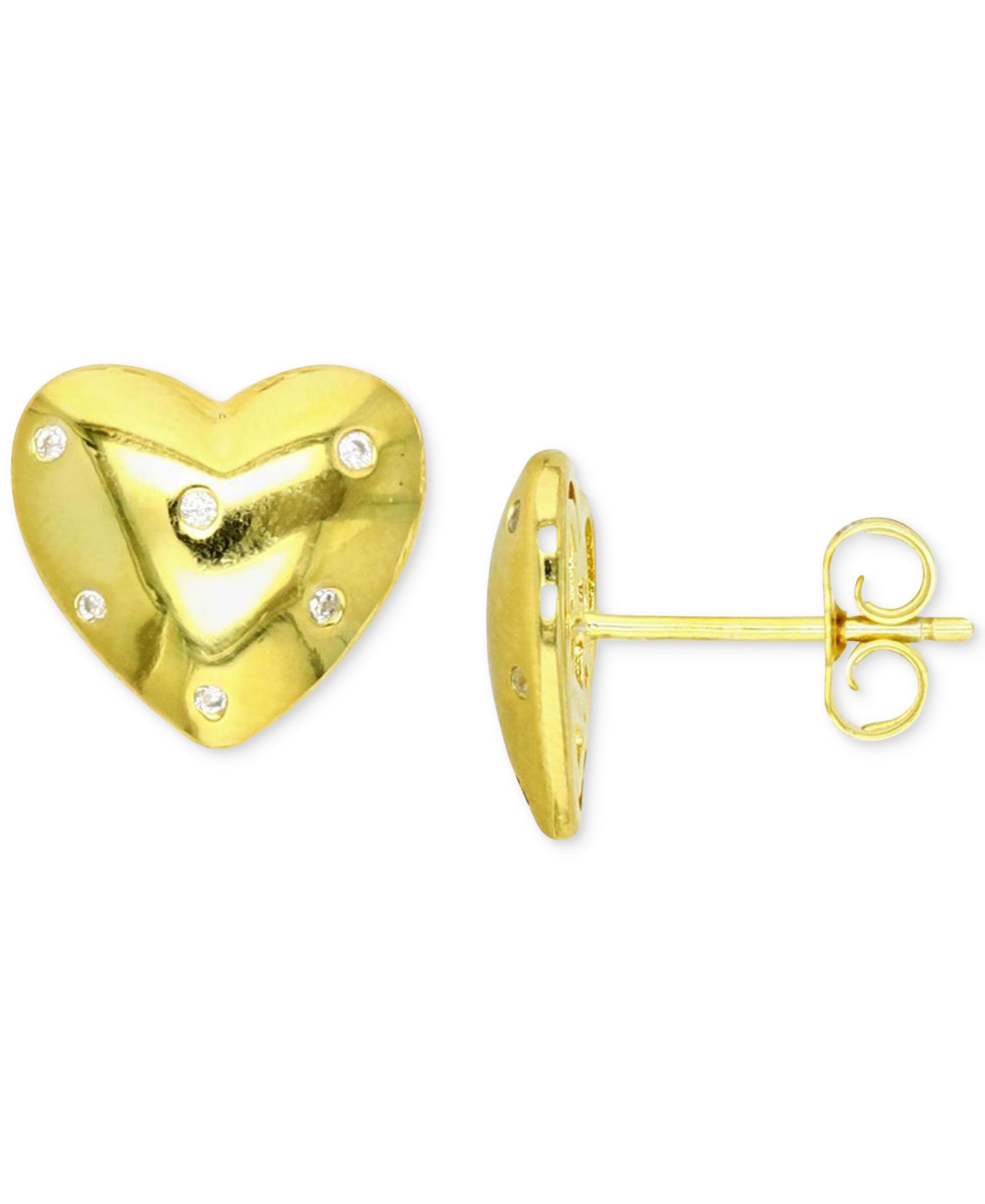 Серьги-гвоздики с кубическим цирконием в позолоченном серебре 14k