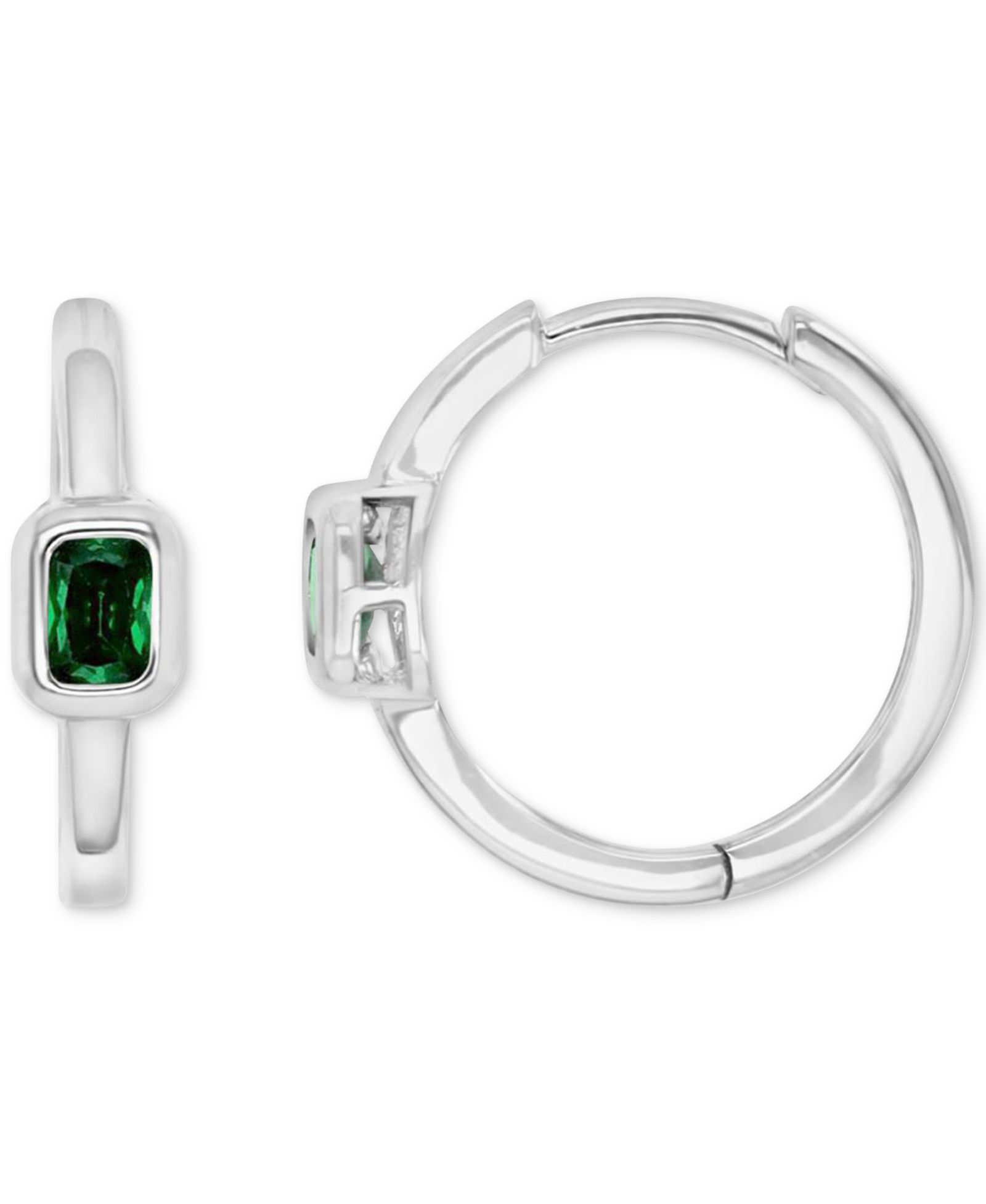 Серьги-кольца Cubic Zirconia Rectangular Bezel Polished Small, 0.61"