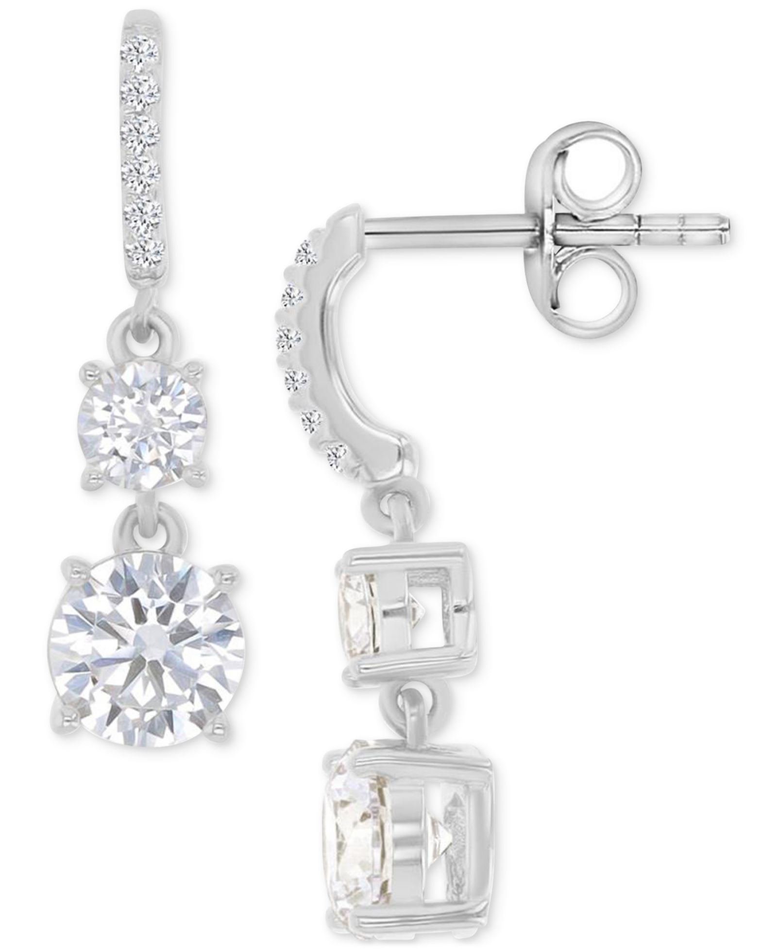 Серьги-подвески Cubic Zirconia Double Stone Linear