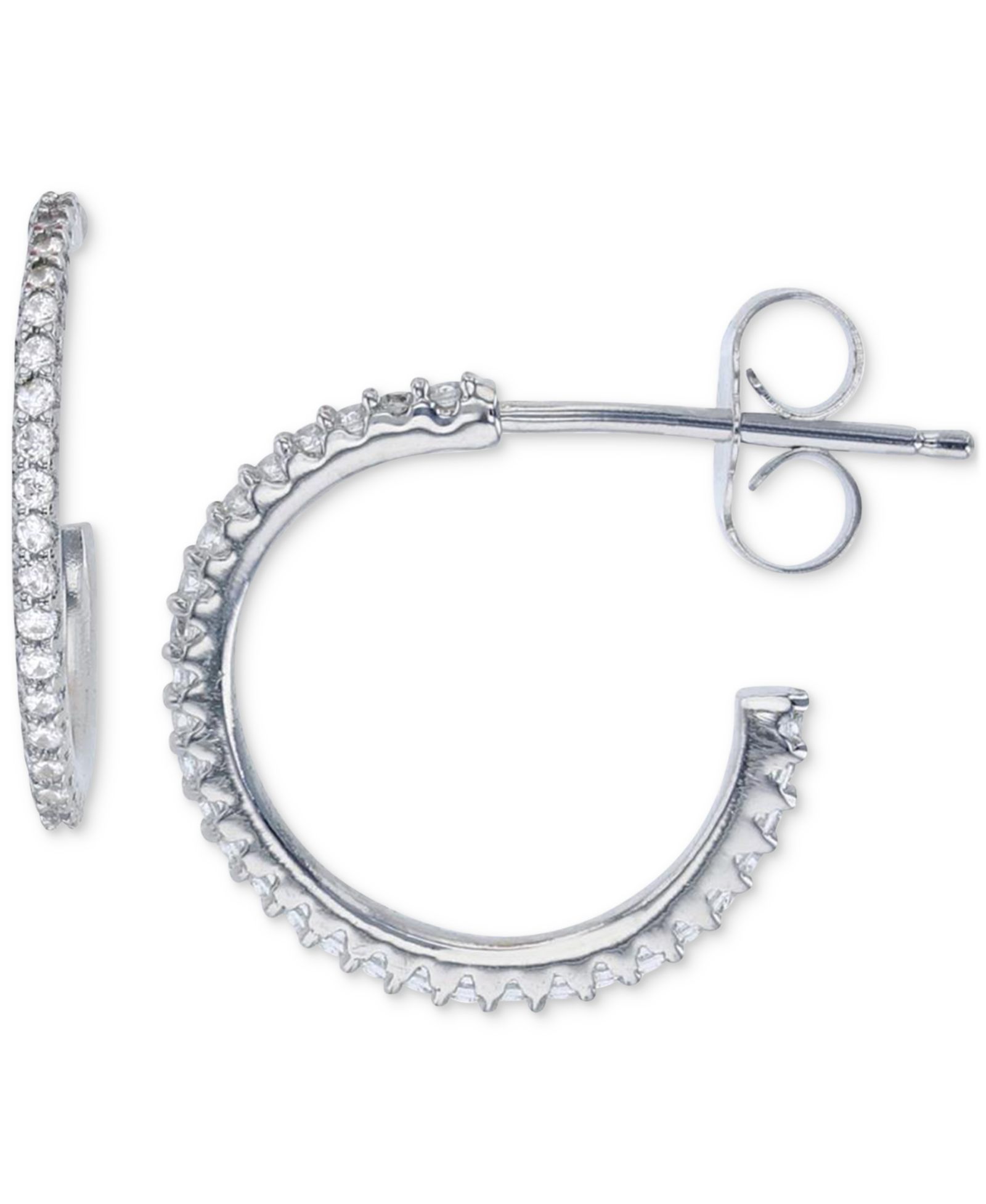 Серьги-кольцо с кубическим цирконием, 0.63"