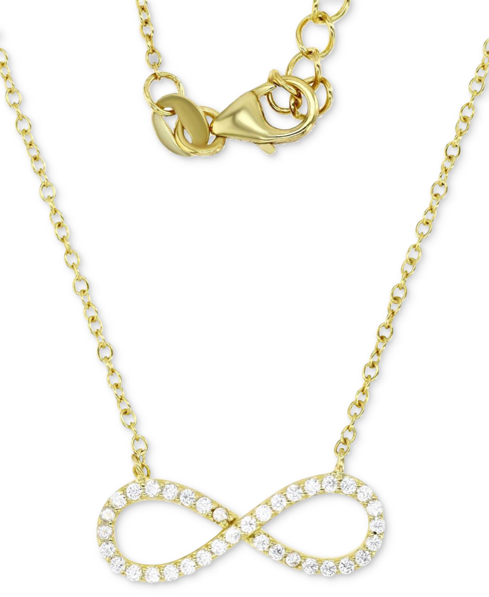 Кулон-подвеска Infinity с цирконием на позолоте 14k из стерлингового серебра, 16" + 2" удлинитель
