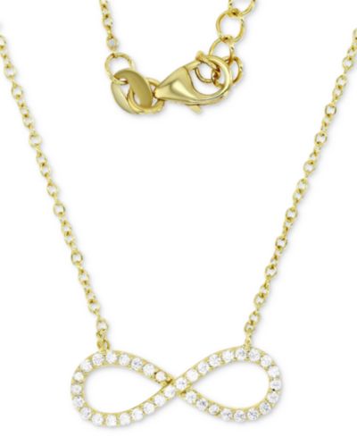 Кулон-подвеска Infinity с цирконием на позолоте 14k из стерлингового серебра, 16" + 2" удлинитель