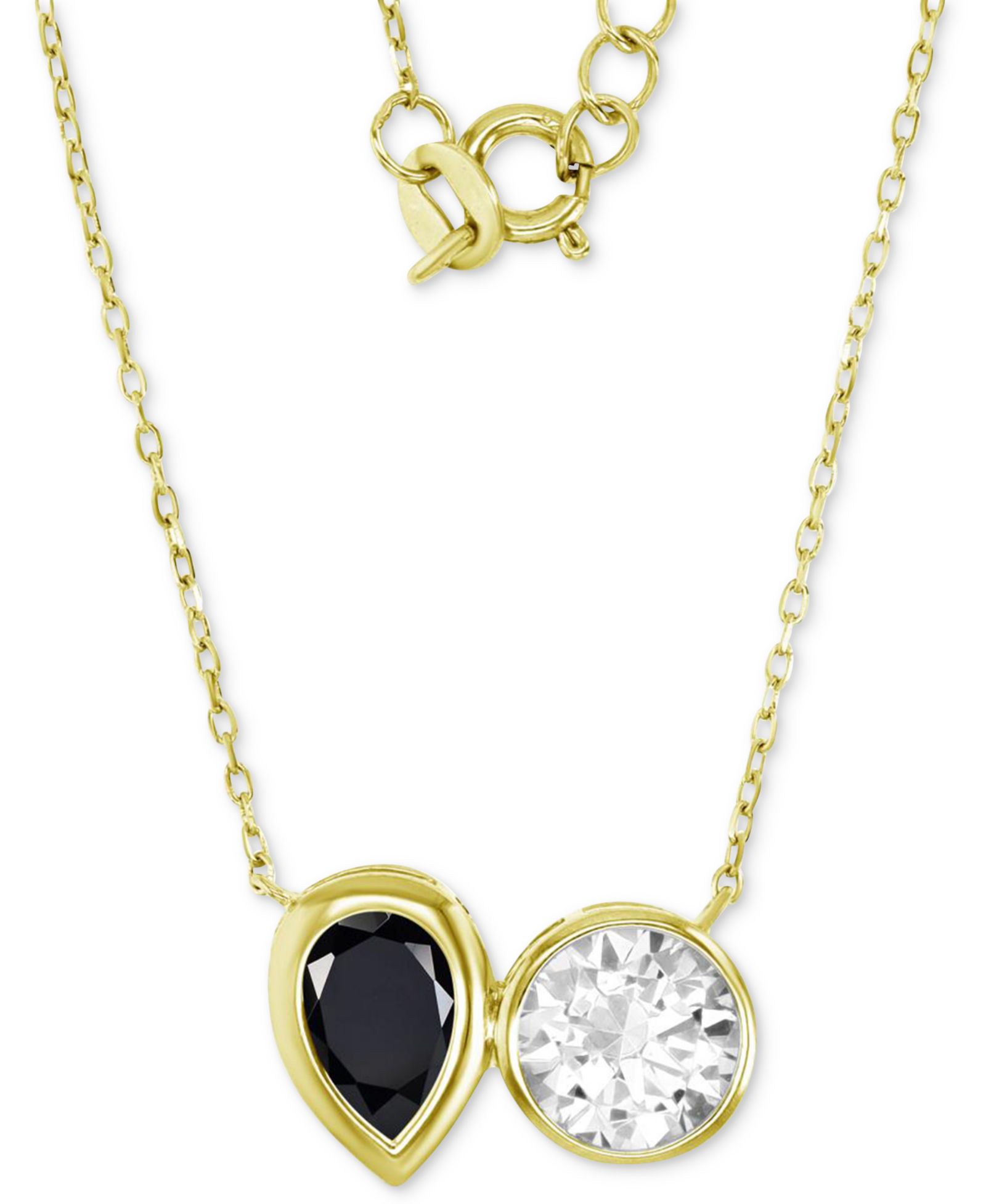 Ожерелье с двухцветным Cubic Zirconia White & Black в 14k Gold-Plated Sterling Silver, 18" + 2" extender