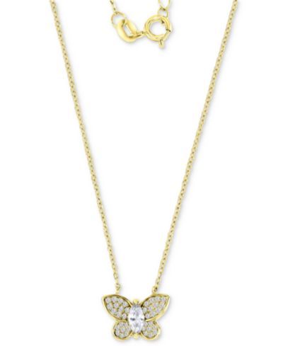 Подвеска Butterfly из стерлингового серебра с напылением 14k Gold-Plated, 16" + 2" extender