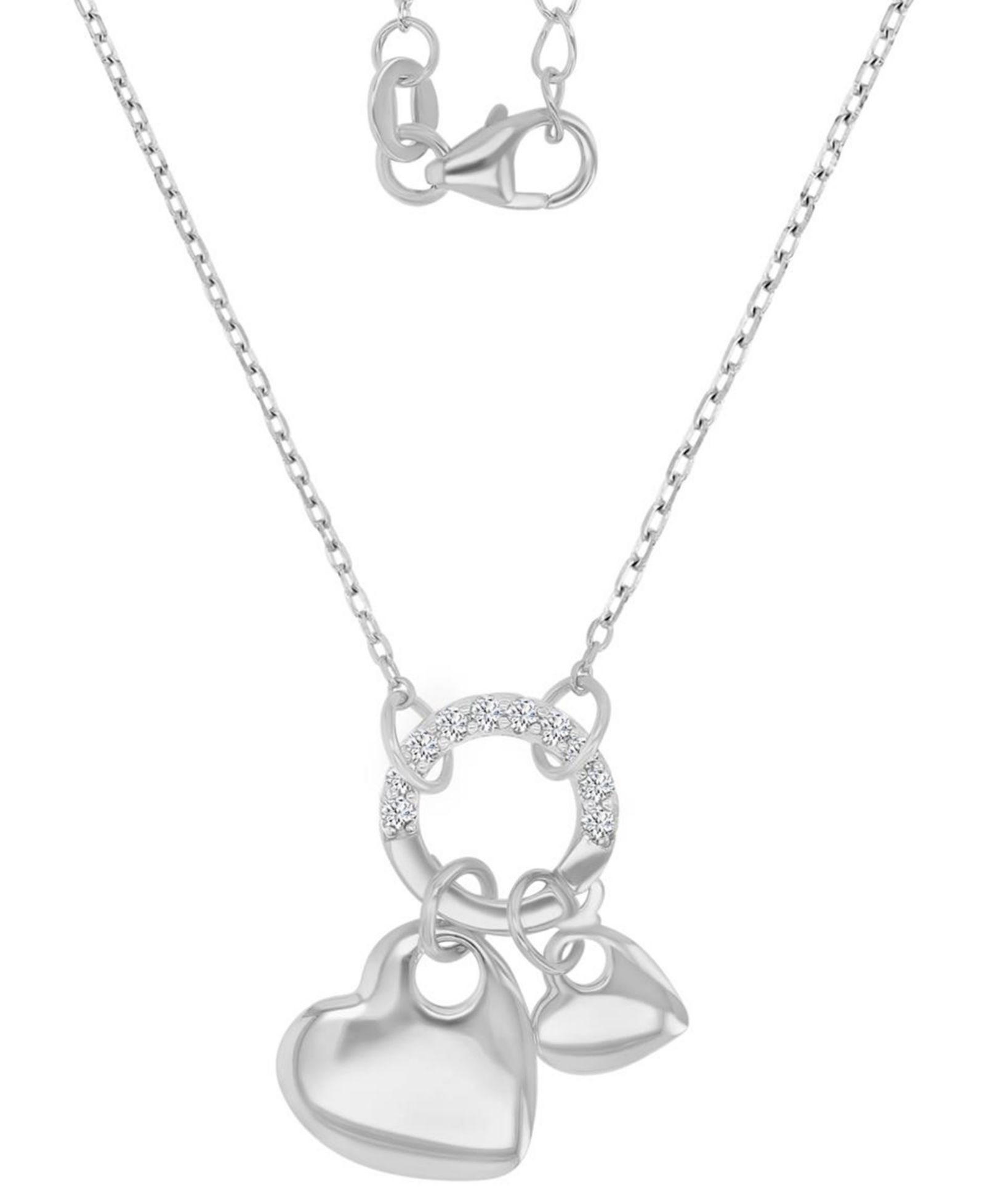 Подвеска-кулон Cubic Zirconia Double Heart Charm & Holder, 16" + 2" extender