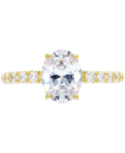 Cubic Zirconia Oval Ring in 14k Gold-Plated Sterling Silver