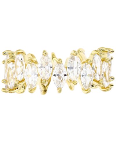 Кольцо из стерлингового серебра с напылением 14k золотом и фианитами marquise