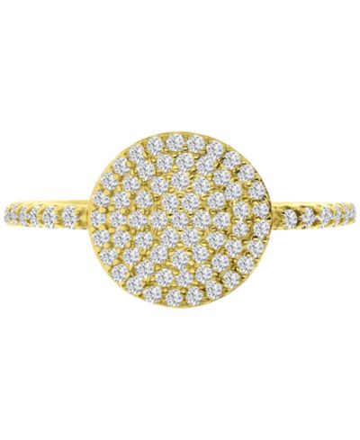 Cubic Zirconia Pavé Circle Cluster Ring in 14k Gold-Plated Sterling Silver