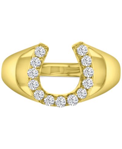 Cubic Zirconia Polished Lucky Horseshoe Statement Ring