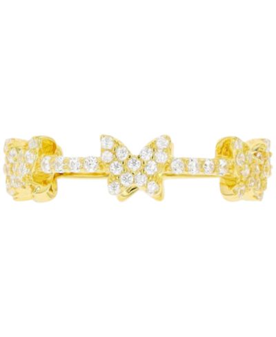 Cubic Zirconia Multiple Butterfly Ring in 14k Gold-Plated Sterling Silver