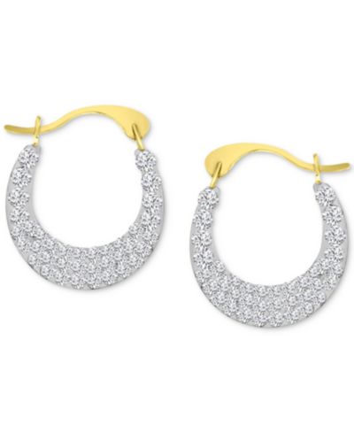 Crystal Pavé Small Hoop Earrings in 10k Gold, 0.59"