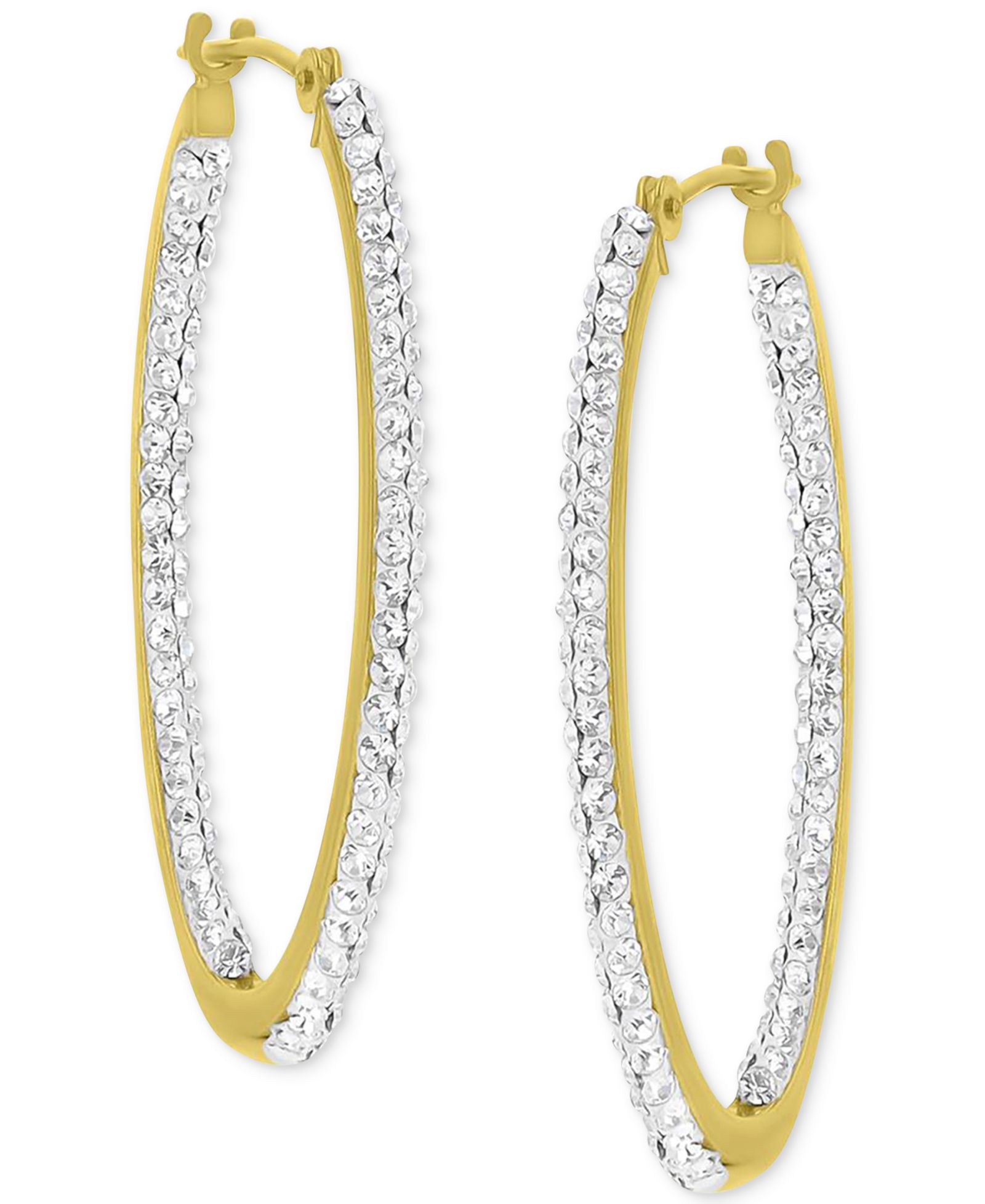 Серьги-кольца Crystal Pavé In & Out 10k Gold, 1.2"