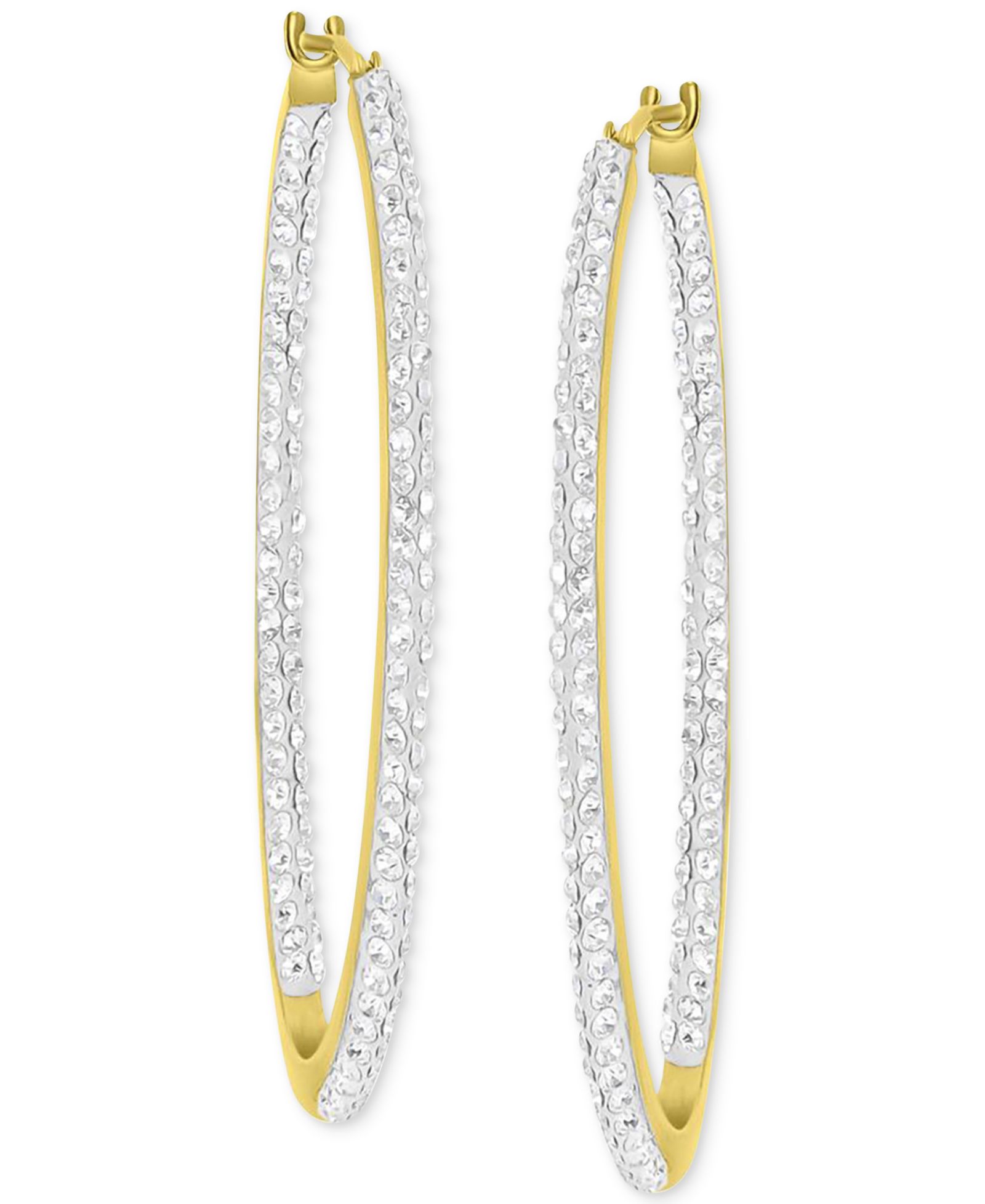 Серьги-кольца Crystal Pavé In & Out Medium Hoop Earrings 10k Gold, 1.57"