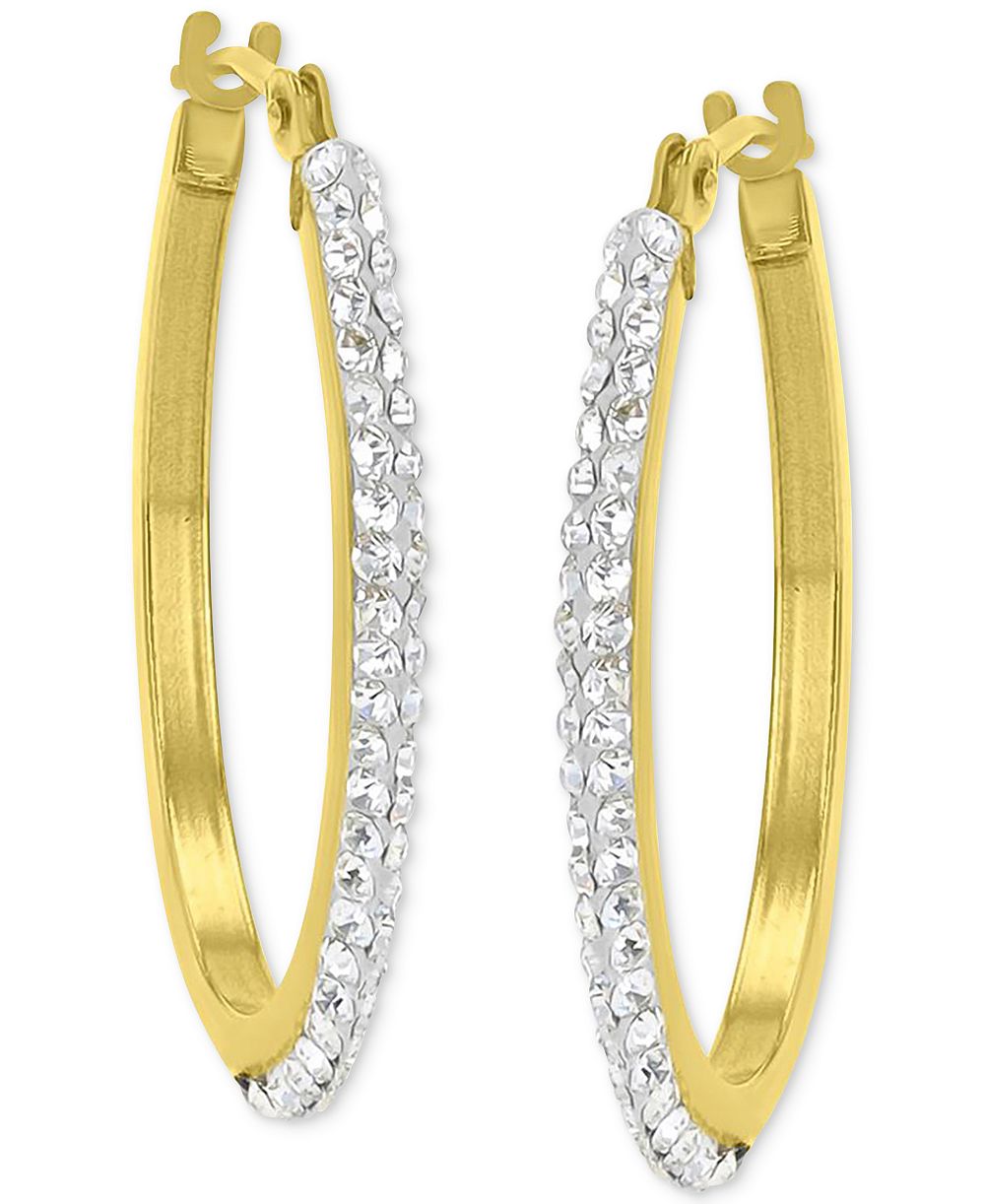 Маленькие серьги-кольца с кристаллами Pavé из золота 10k, 0.79"