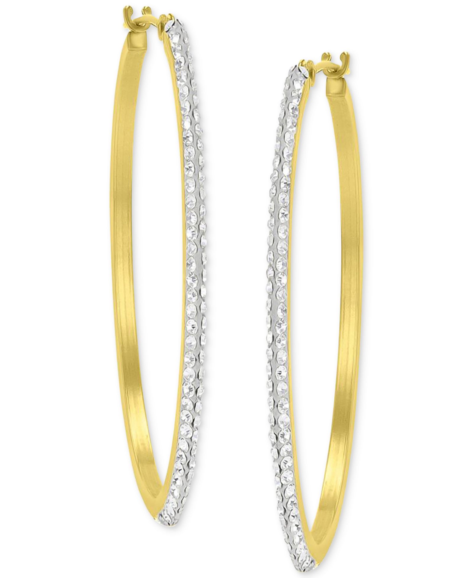 Серьги-кольца Crystal Pavé Polished Medium в 10k Gold, 1.57"