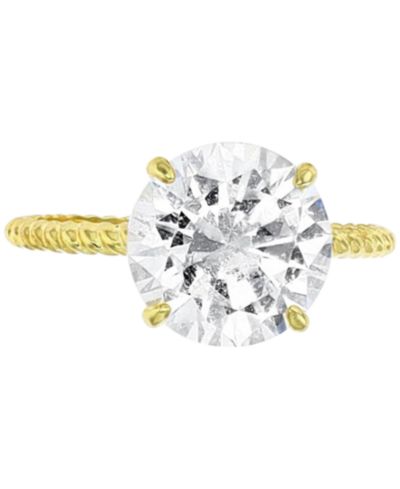 Помолвочное кольцо с текстурированным ободком Cubic Zirconia Solitaire в 10k Gold