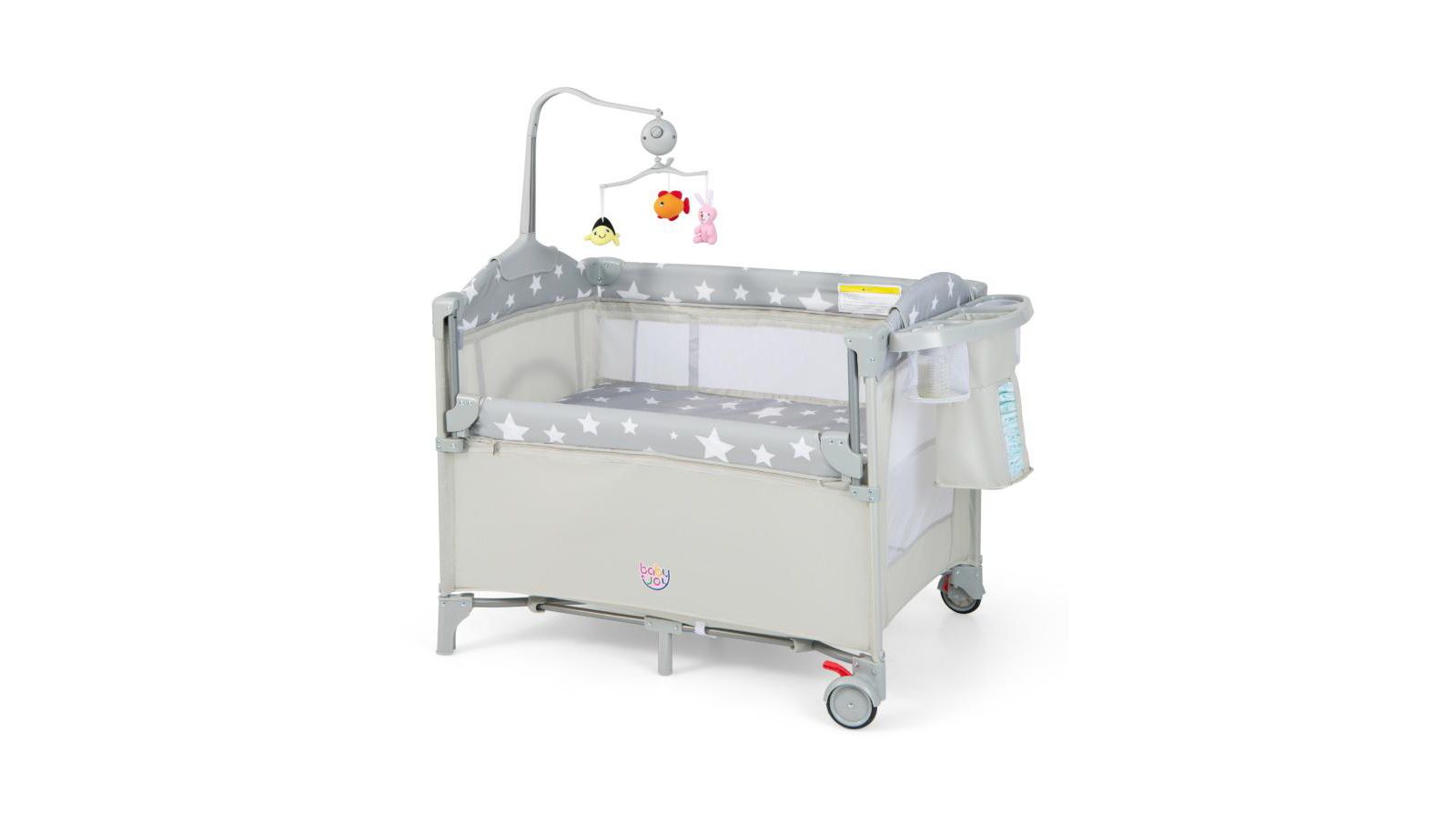 Slickblue Portable Baby Bassinet with Diaper Changer, Bedside Sleeper and Changing Station