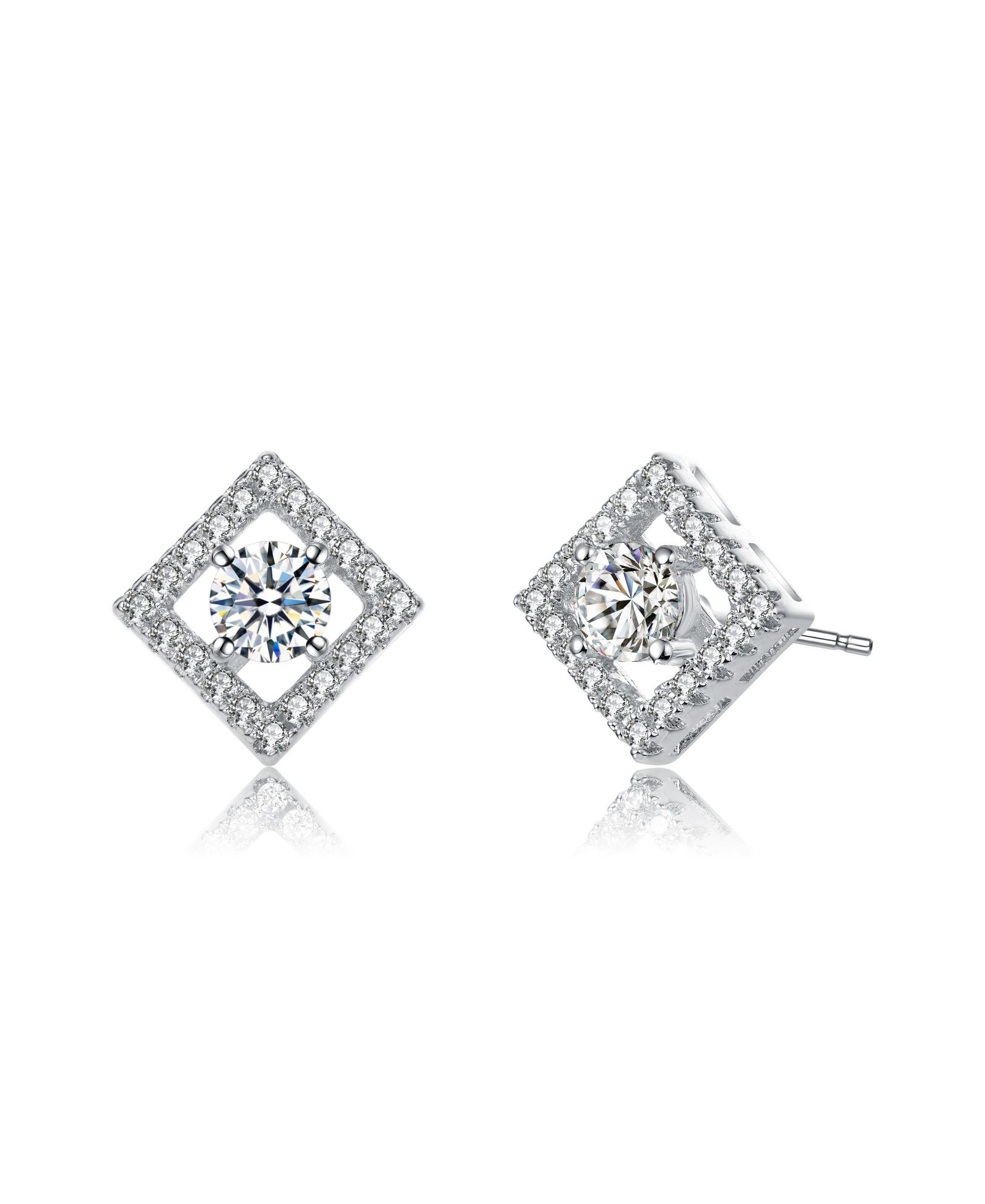 Стильные серьги-гвоздики с цветными кристаллами Cubic Zirconia