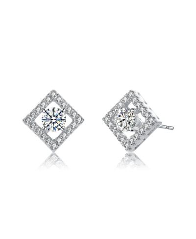 Rachel Glauber Cubic Zirconia Rhombus Halo Stud Earrings