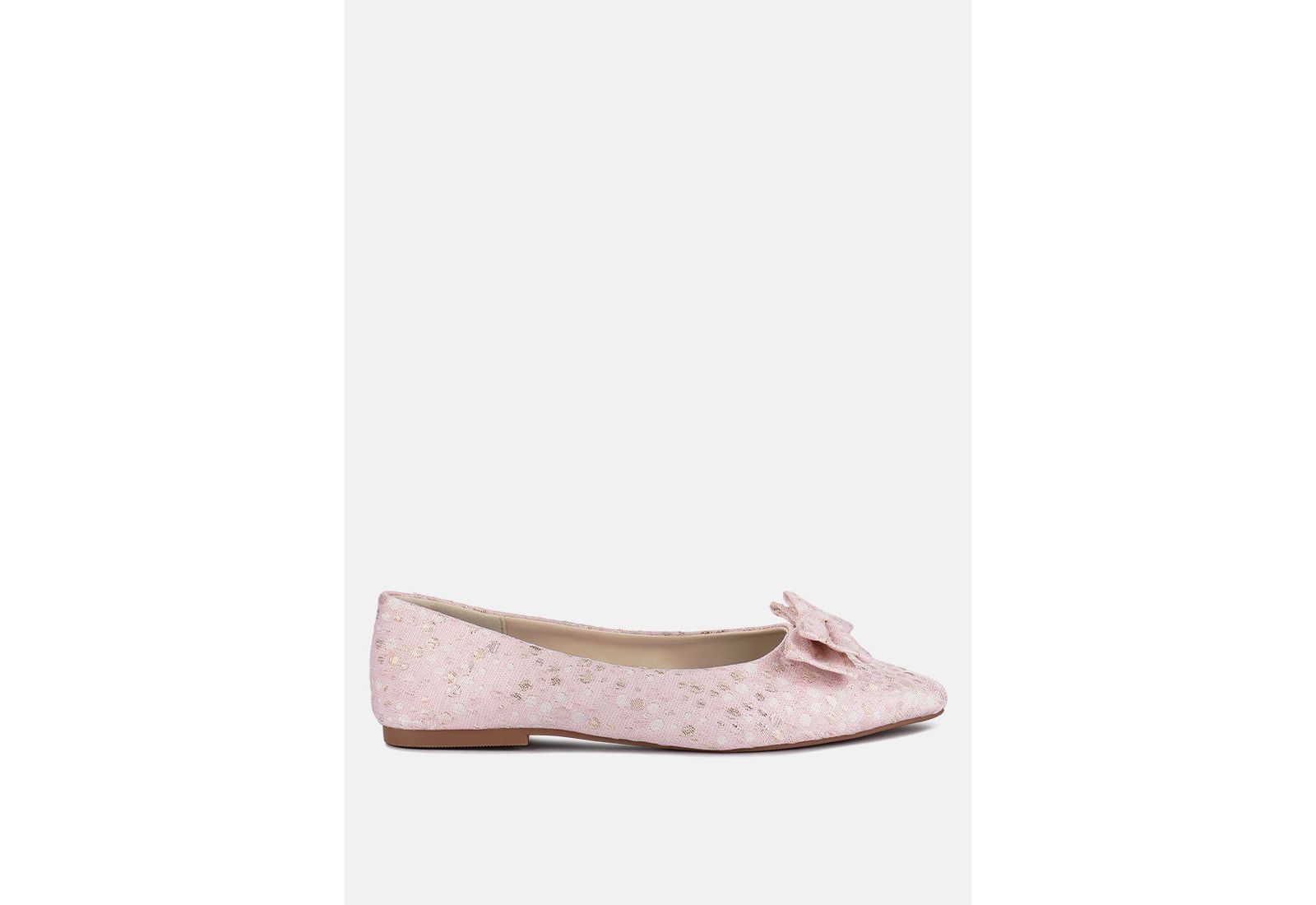 London Rag Women's cicely jacquard bow embellished ballet flats